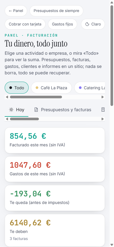 Pantalla Hoy en el móvil, tema claro